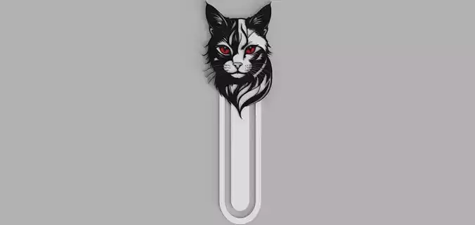 Cat Head Red Eyes Halloween Bookmark