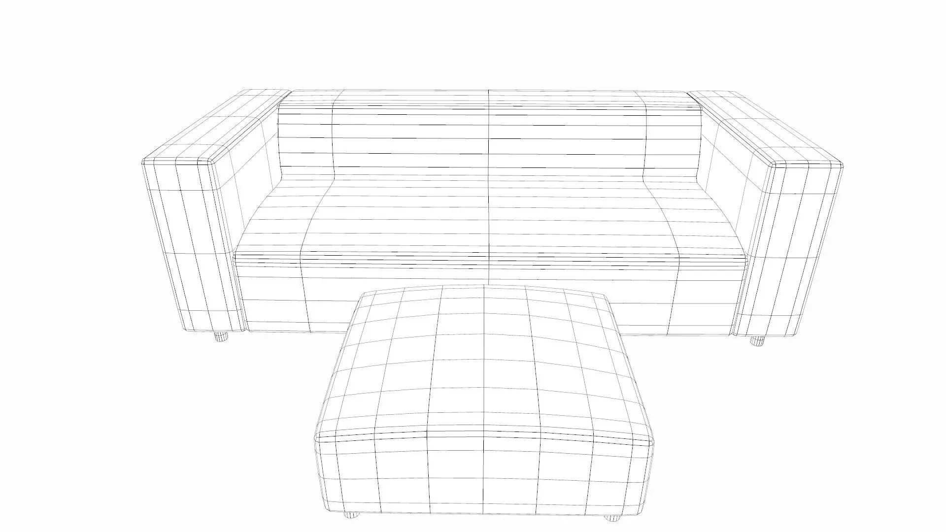 Sofa PBR Textured Low-poly 3D model_9