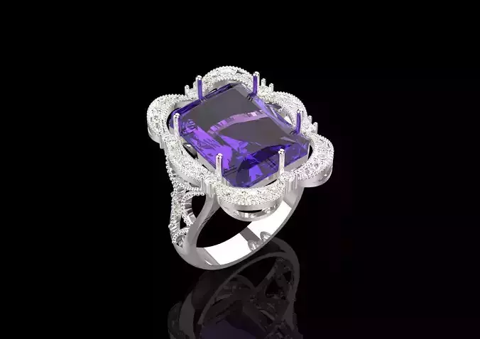Antique Amethyst and Diamond Engagement Ring Model jr00184
