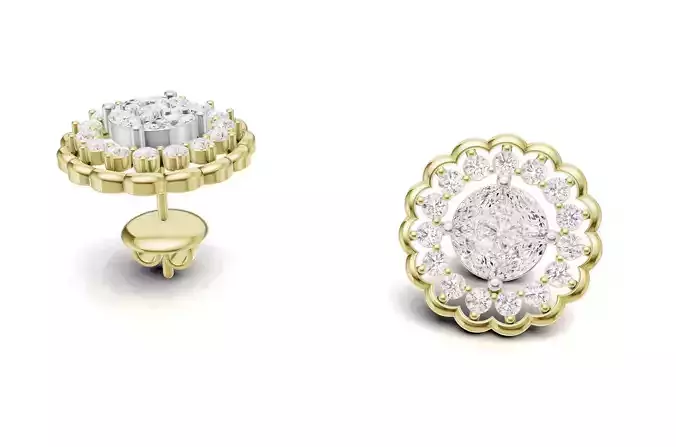 Pointer Diamond Cluster Studs For Women