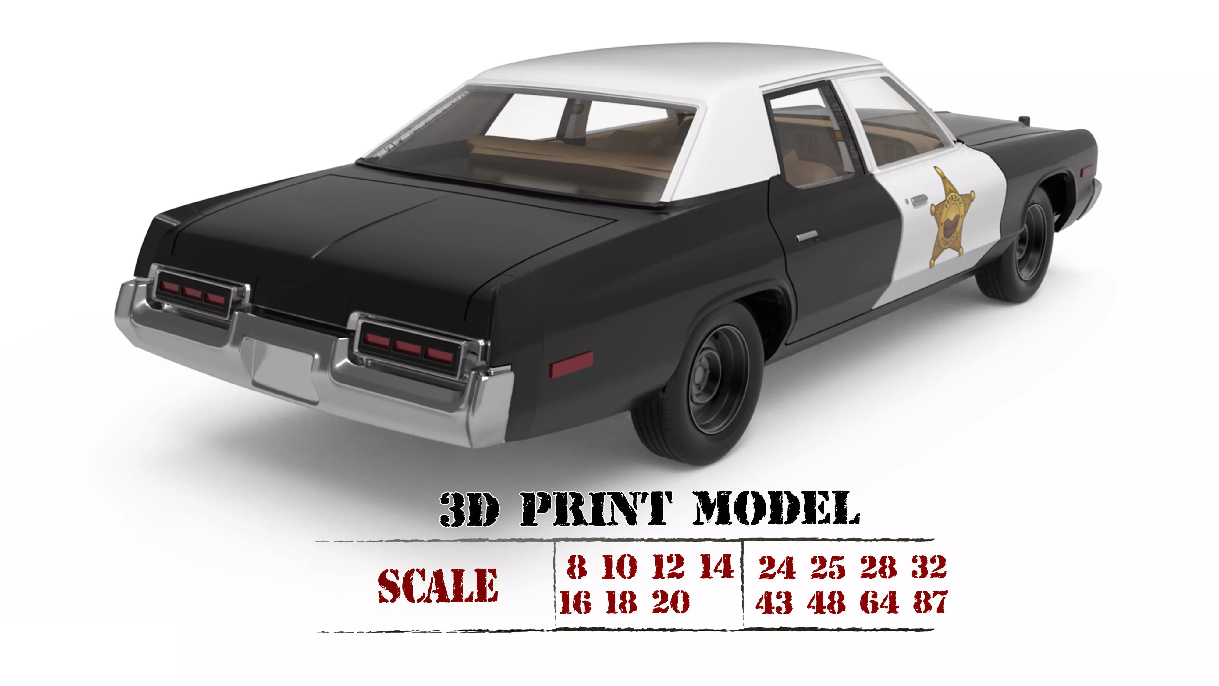 1974 Car Monaco Sedan with Police Package 3D print model_2