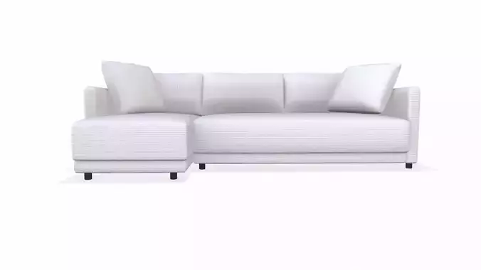  Fabric Sofa with Left Chaise PBR Textured