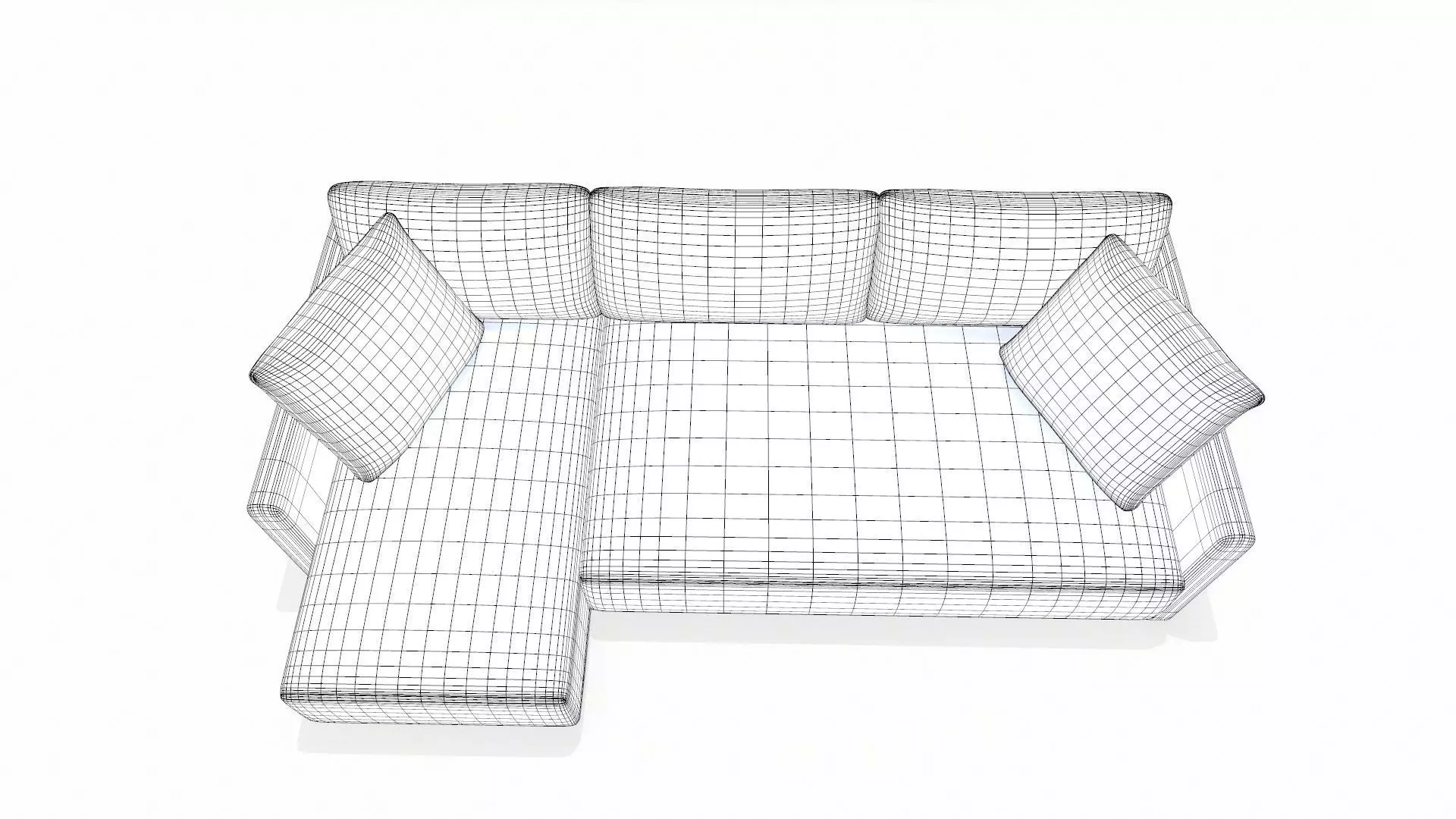 Fabric Sofa with Left Chaise PBR Textured Low-poly 3D model_8