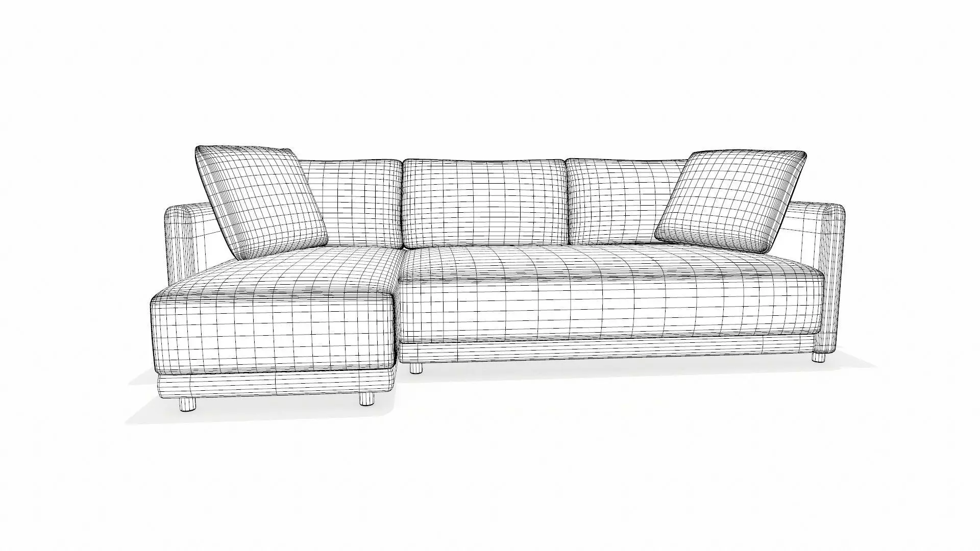 Fabric Sofa with Left Chaise PBR Textured Low-poly 3D model_7
