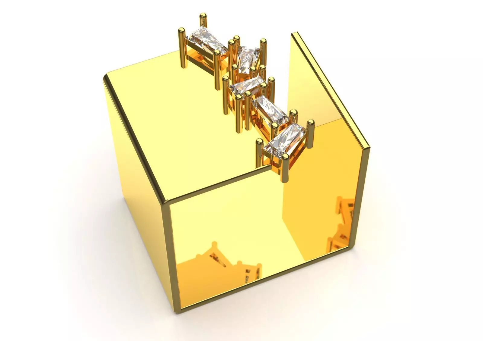 Architectural Diamond Gold STL Ring jr00185 3D print model