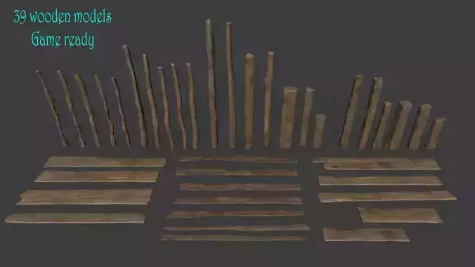 wooden models Low-poly 3D model