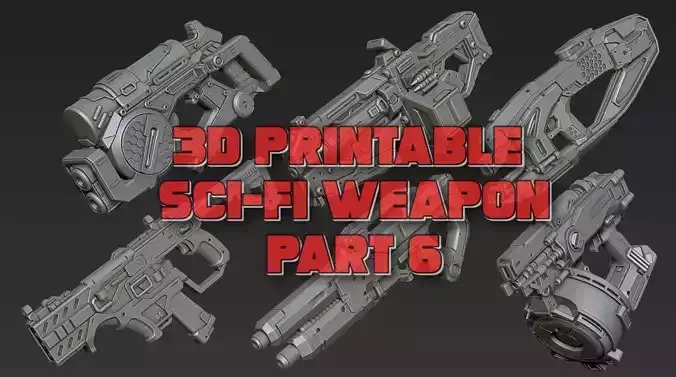 3D Printable Sci-Fi Weapon Part 6 3D model