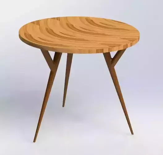 Modern Round Wooden Table with Three Legs