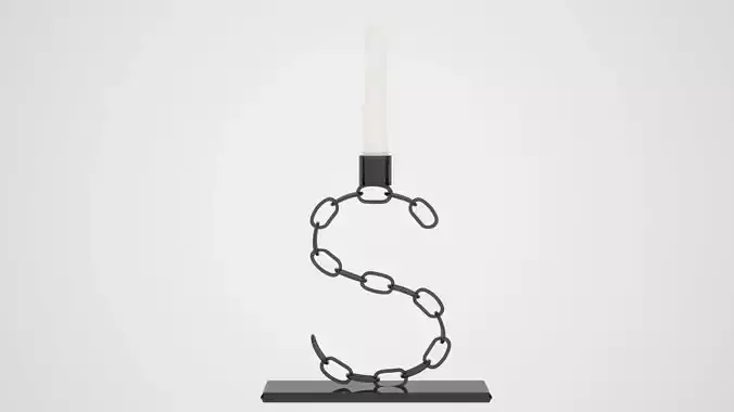 Chain S Candleholder Black Glass Color