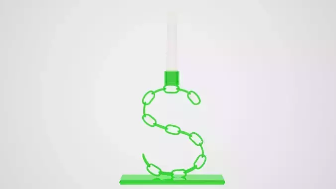 Chain S  Candleholder Green Glass Color