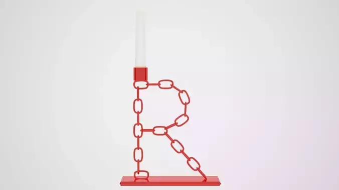Chain R Candleholder Red Glass Color