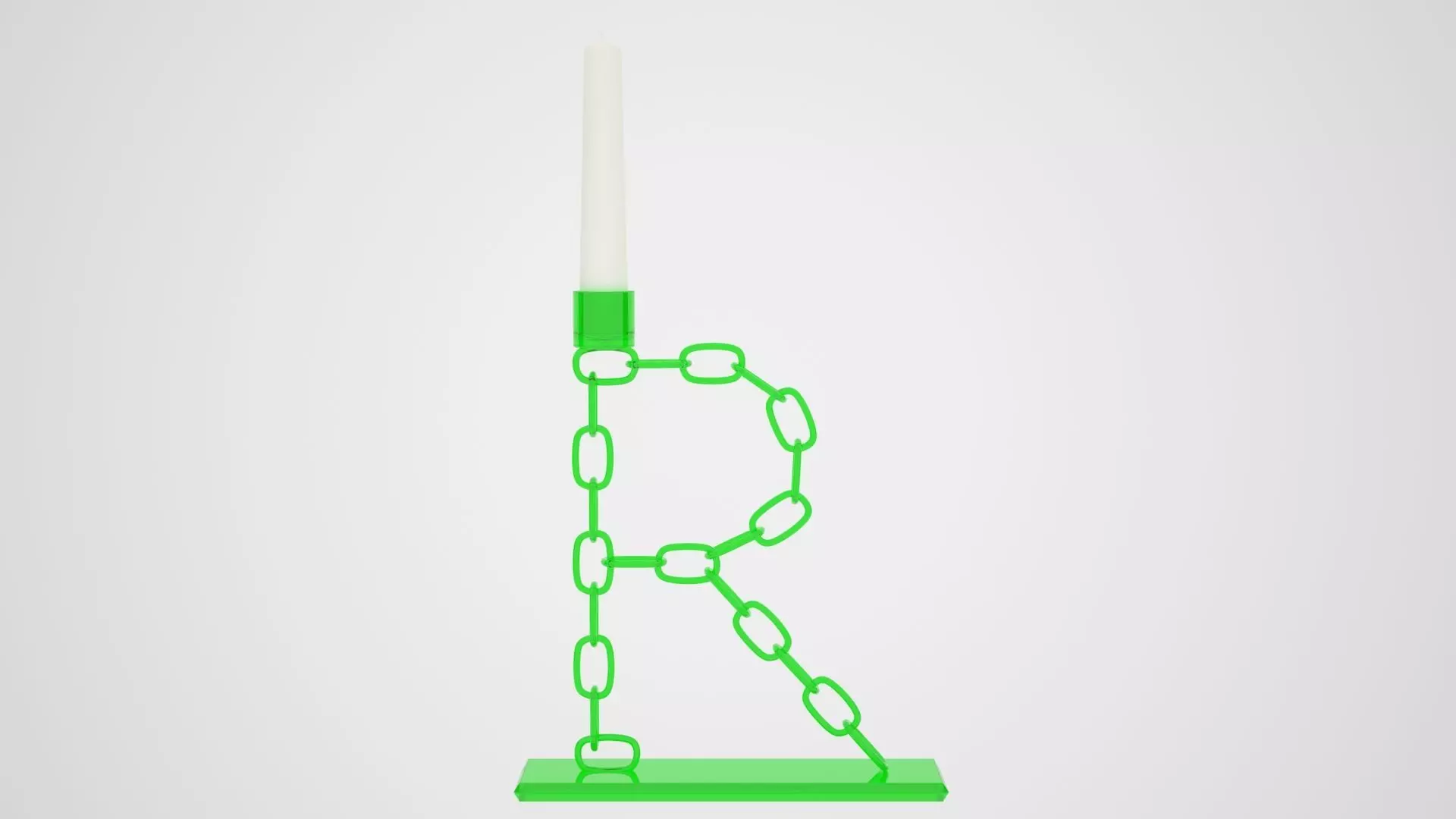 Chain R Candleholder Green Glass Color 3D model_0