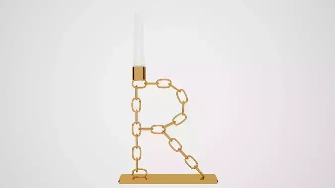 Chain R Candleholder Gold Color