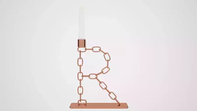 Chain R Candleholder Bronze Color