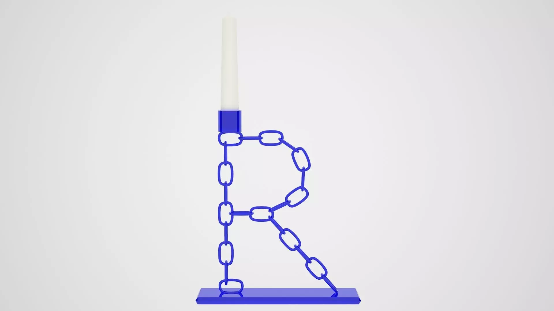 Chain R Candleholder Blue Glass Color 3D model_0