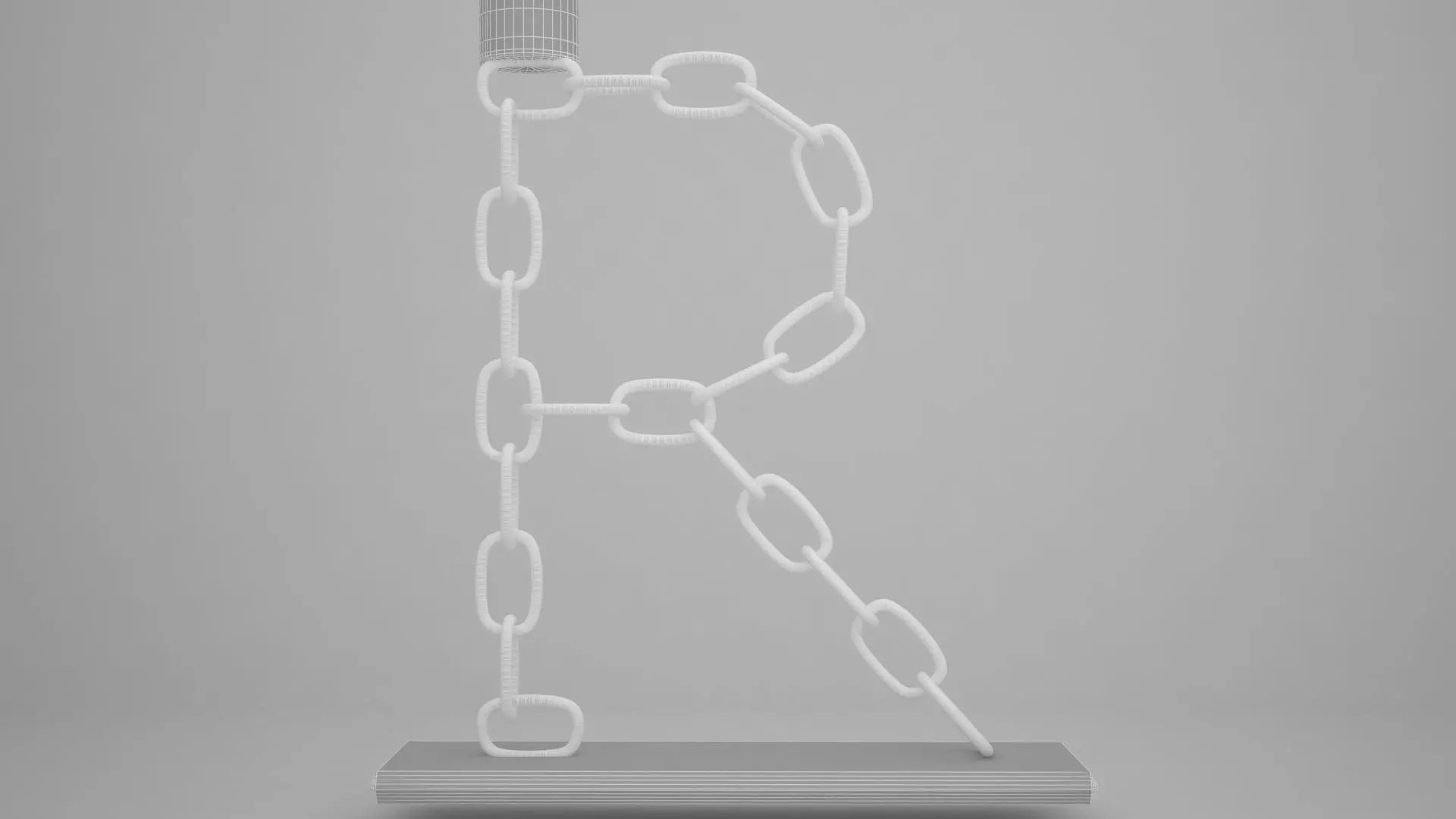 Chain R Candleholder Blue Glass Color 3D model_7