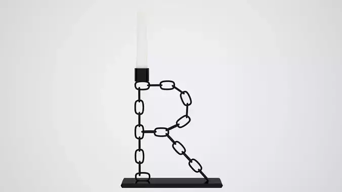 Chain R Candleholder Black Iron