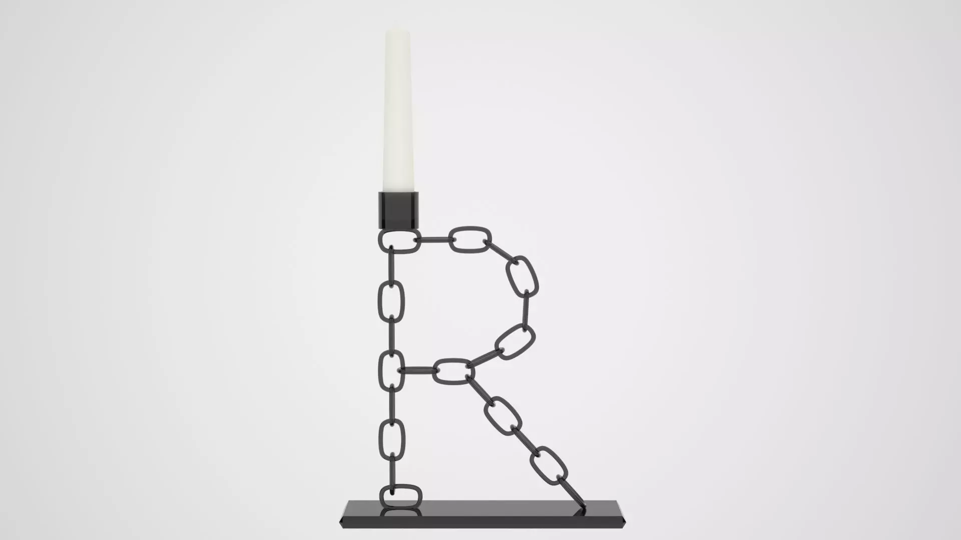 Chain R Candleholder Black Glass Color 3D model_0