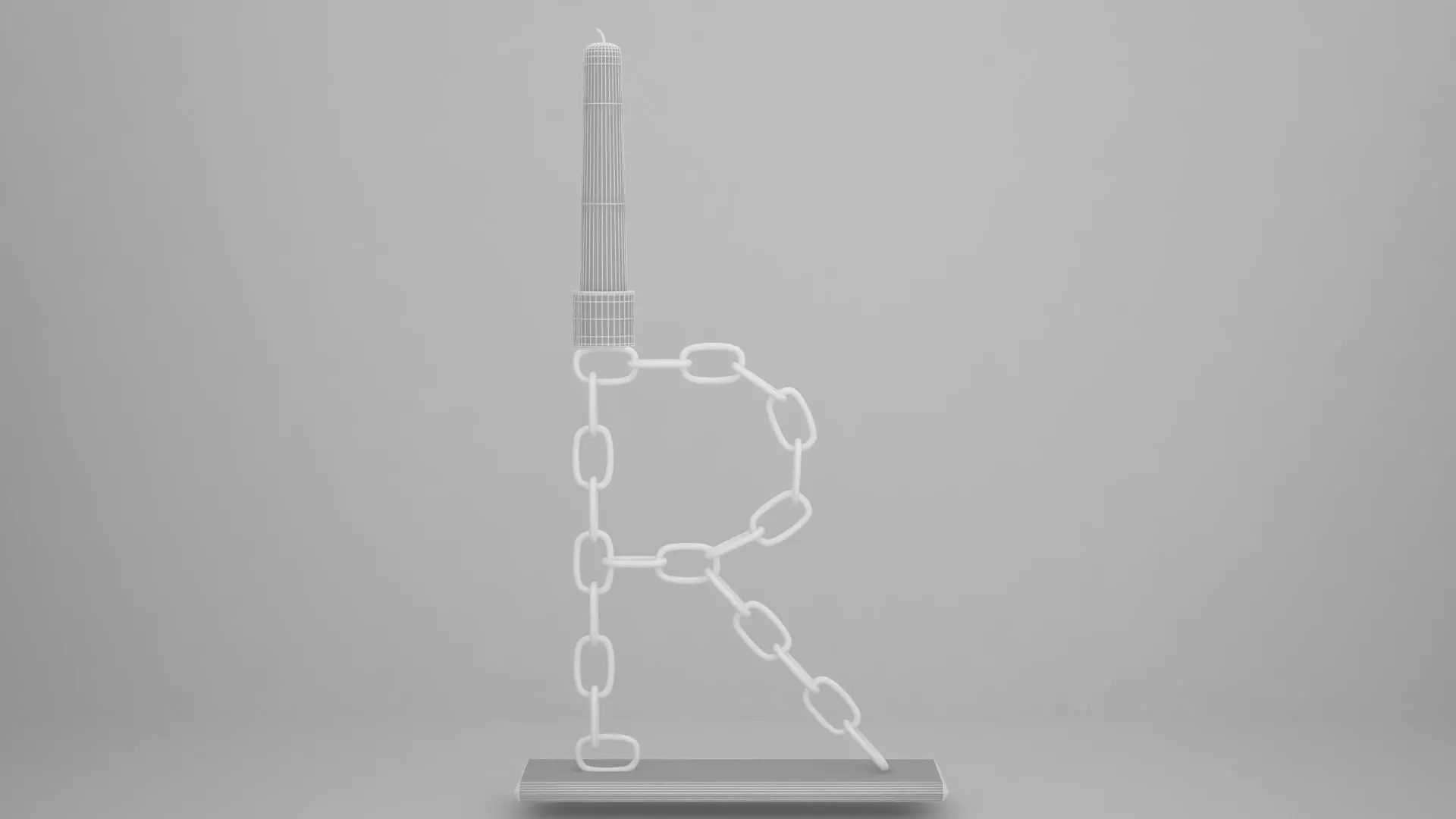 Chain R Candleholder Black Glass Color 3D model_5