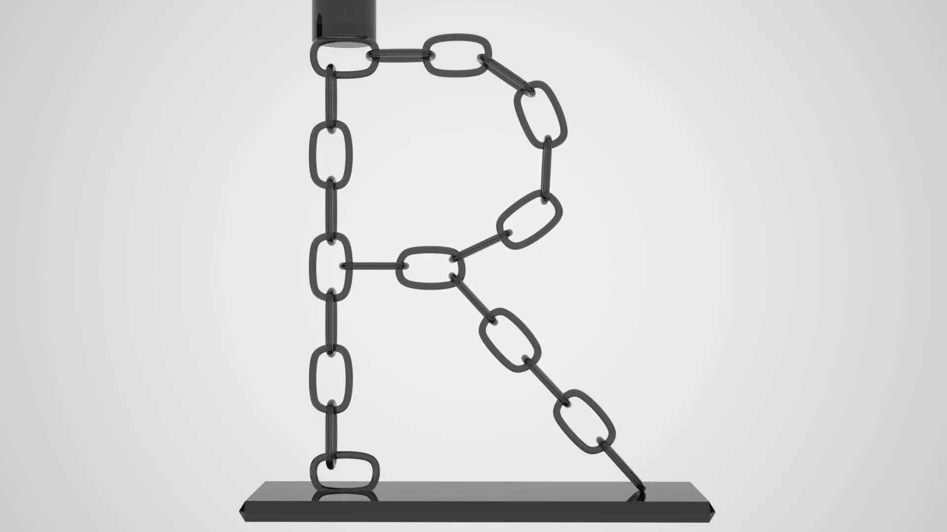 Chain R Candleholder Black Glass Color 3D model_4