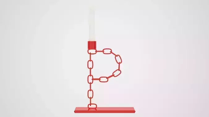 Chain P Candleholder Red Glass Color