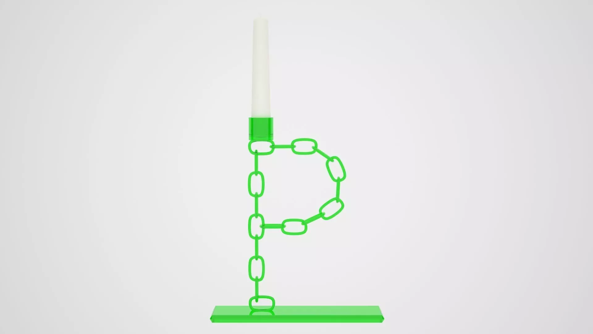 Chain P Candleholder Green Glass Color 3D model_0