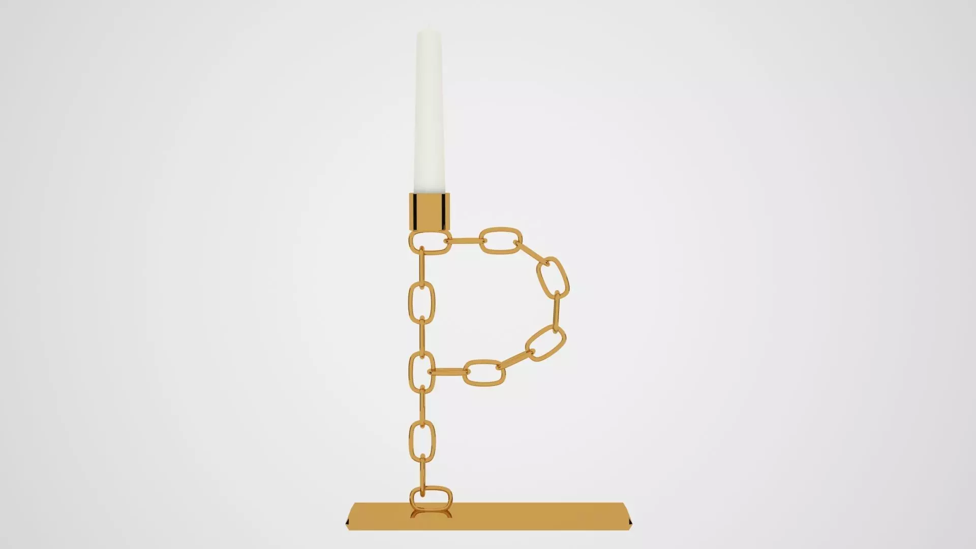 Chain P Candleholder Gold Color 3D model_0