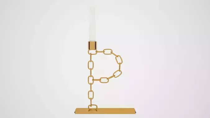 Chain P Candleholder Gold Color