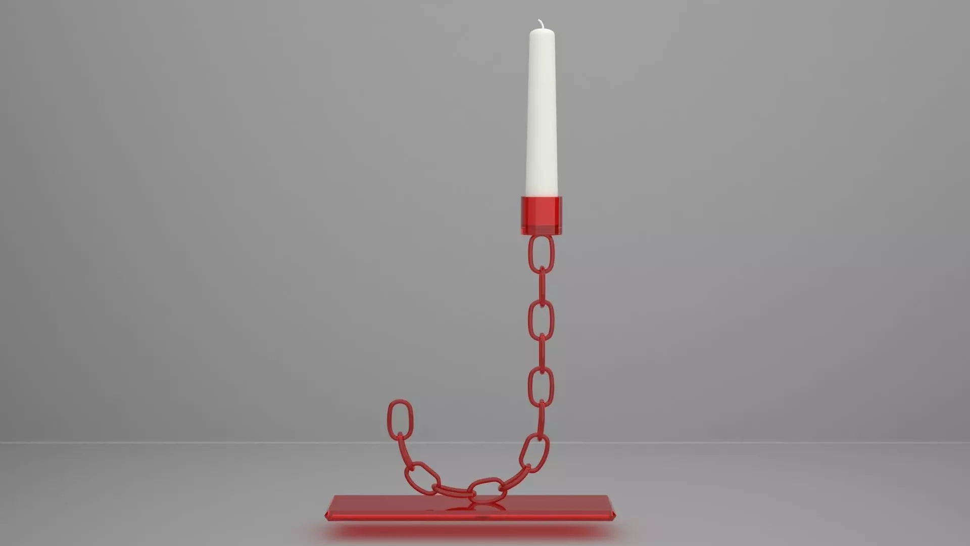 Chain J Candleholder Red Glass Color 3D model_0