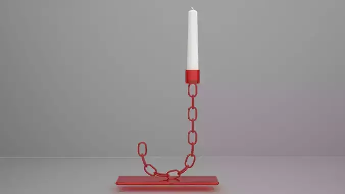 Chain J Candleholder Red Glass Color