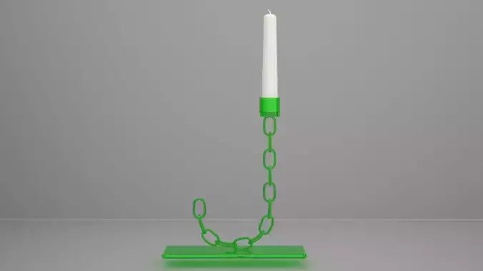 Chain J Candleholder Green Glass Color