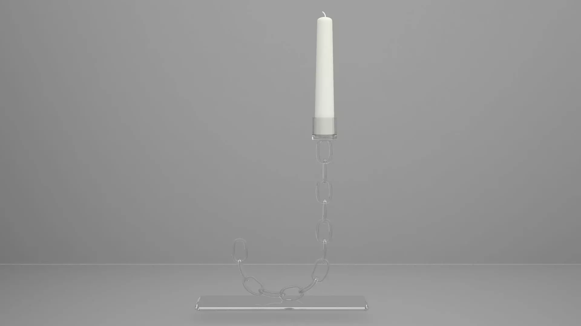 Chain J Candleholder Clear Glass Color 3D model_0
