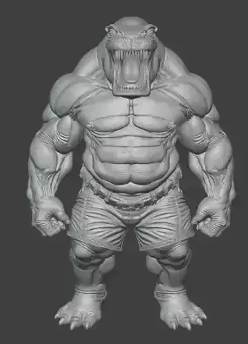 Hippo Beast Fighter Muscular Warrior Monster