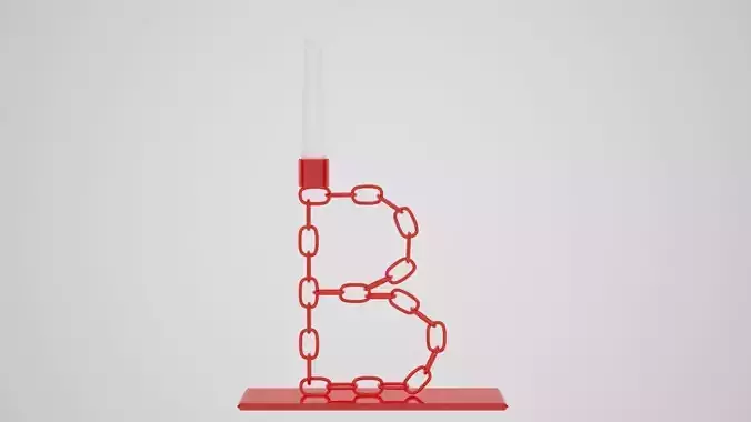 Chain B Candleholder Red Glass Color