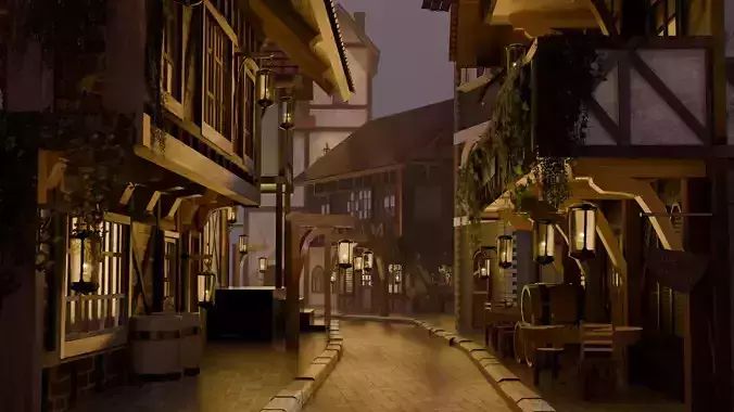 Medieval Village Pack  Low-poly 3D model