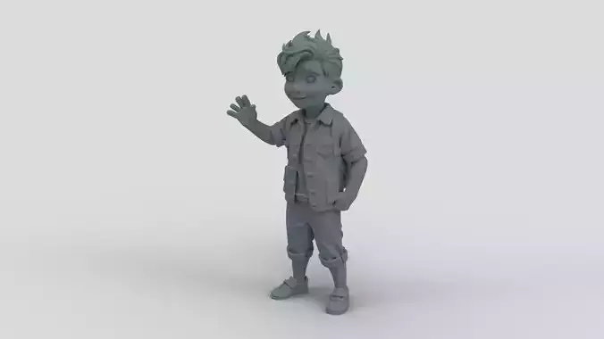 Cartoon Boy Figurine STL - 3D Printable Stylized Character