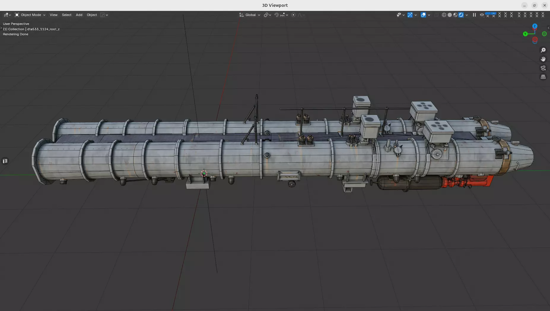 DTA-533-1124 Torpedo Launcher Low-poly 3D model_6