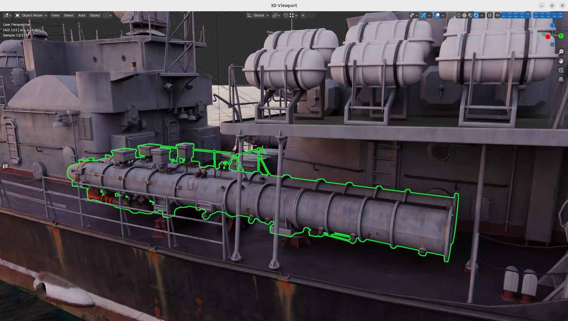 DTA-533-1124 Torpedo Launcher Low-poly 3D model_0