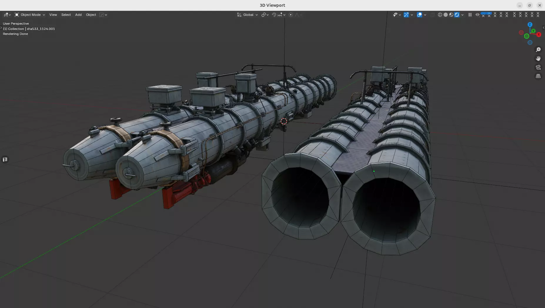 DTA-533-1124 Torpedo Launcher Low-poly 3D model_7