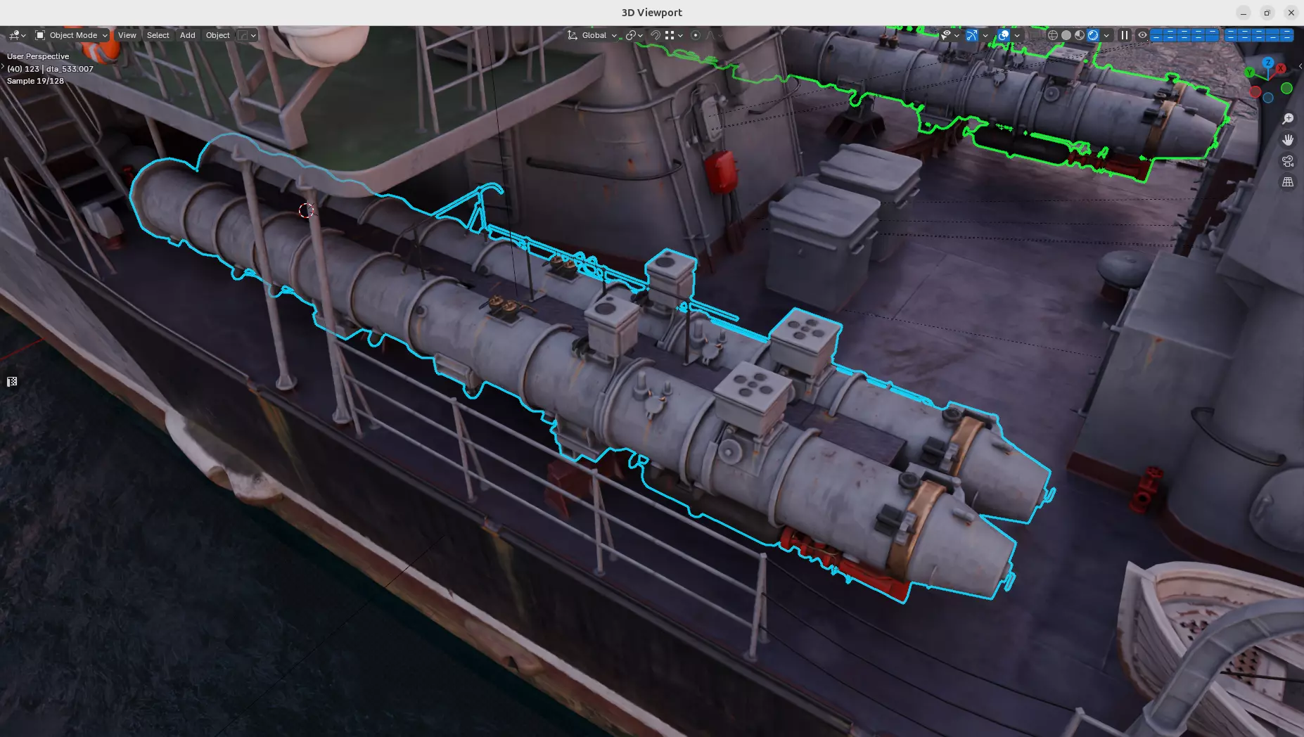 DTA-533-1124 Torpedo Launcher Low-poly 3D model_2
