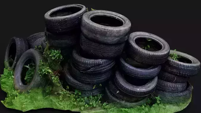 tires street abandoned barricade pt1 PBR photogrammetry