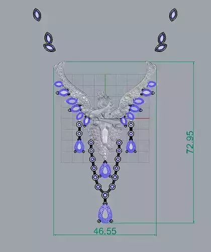 Fantasy Winged Pendant Necklace  High Detail 3D Jewelry Design