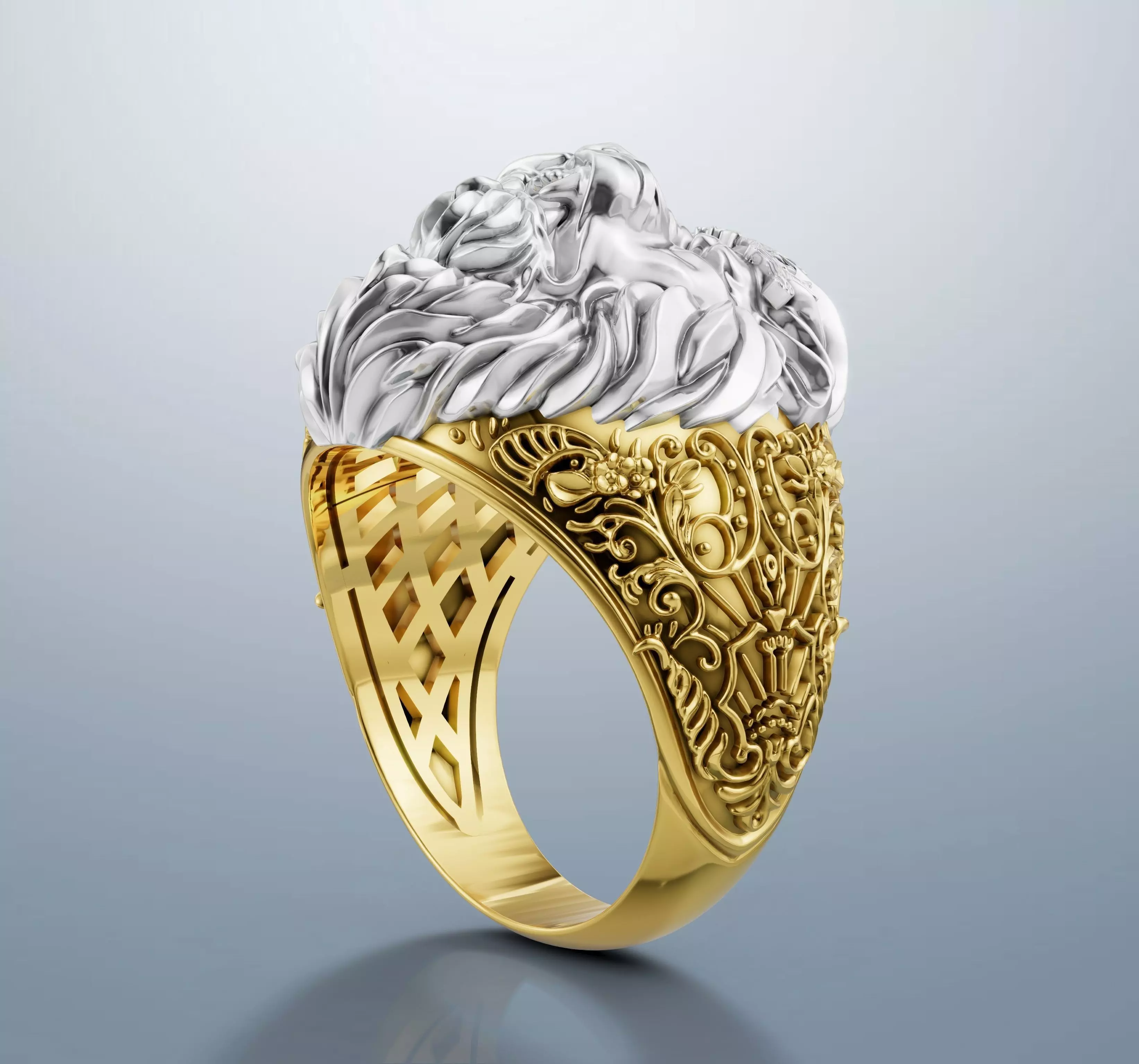 Lion ring 3DM STL OBJ model for 3D printing and CNC 3D print model_3