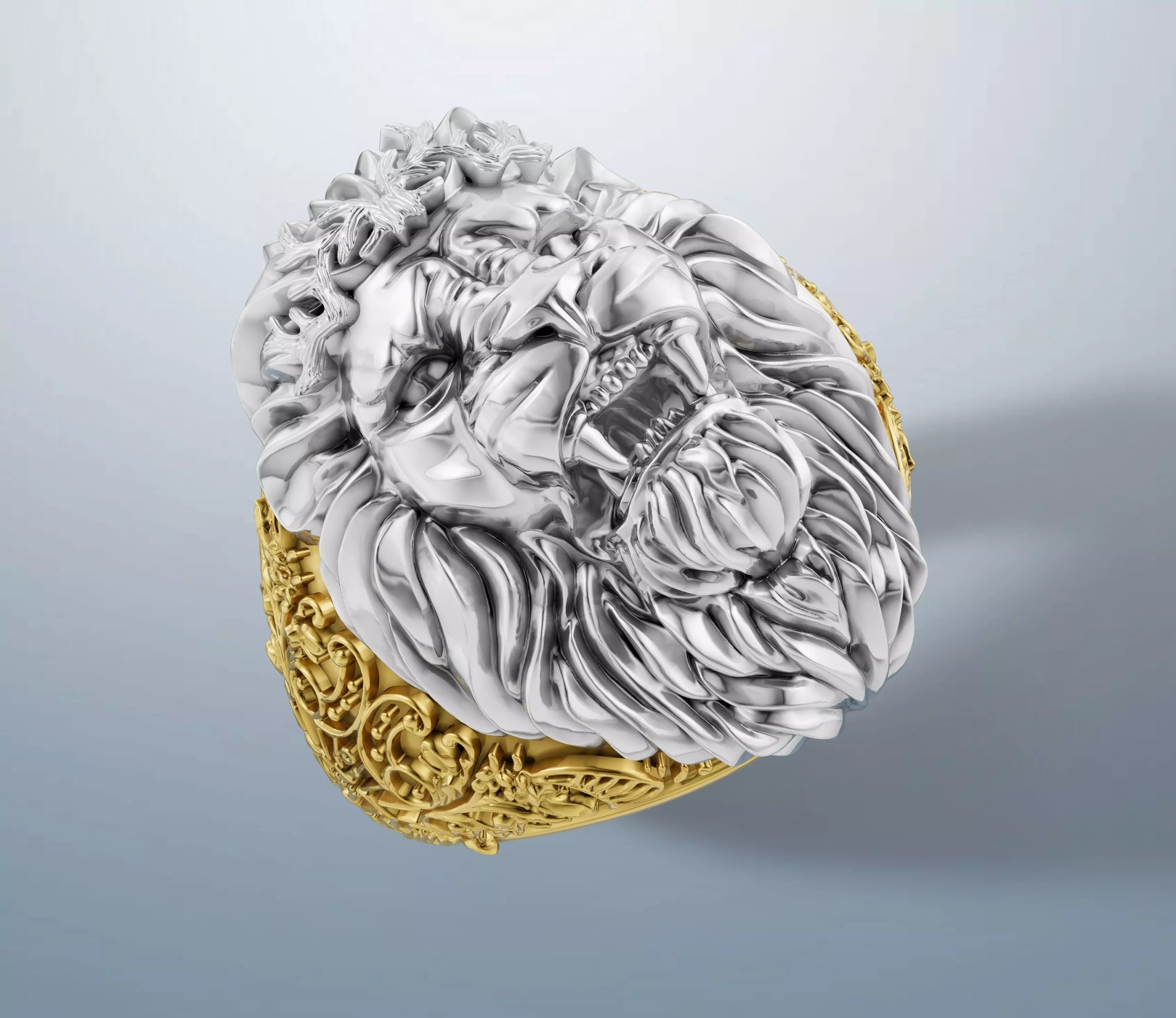 Lion ring 3DM STL OBJ model for 3D printing and CNC 3D print model_0