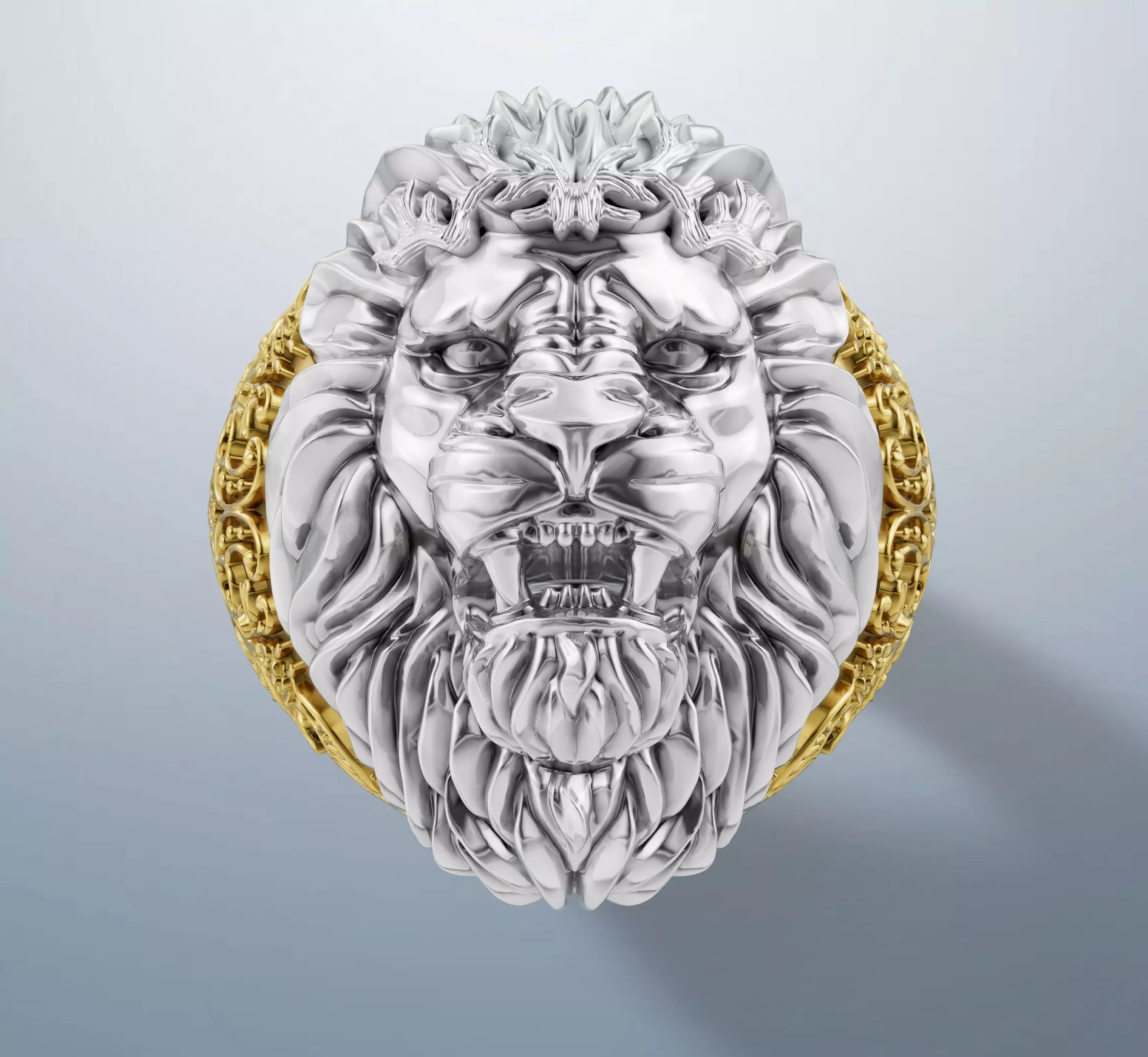 Lion ring 3DM STL OBJ model for 3D printing and CNC 3D print model_1