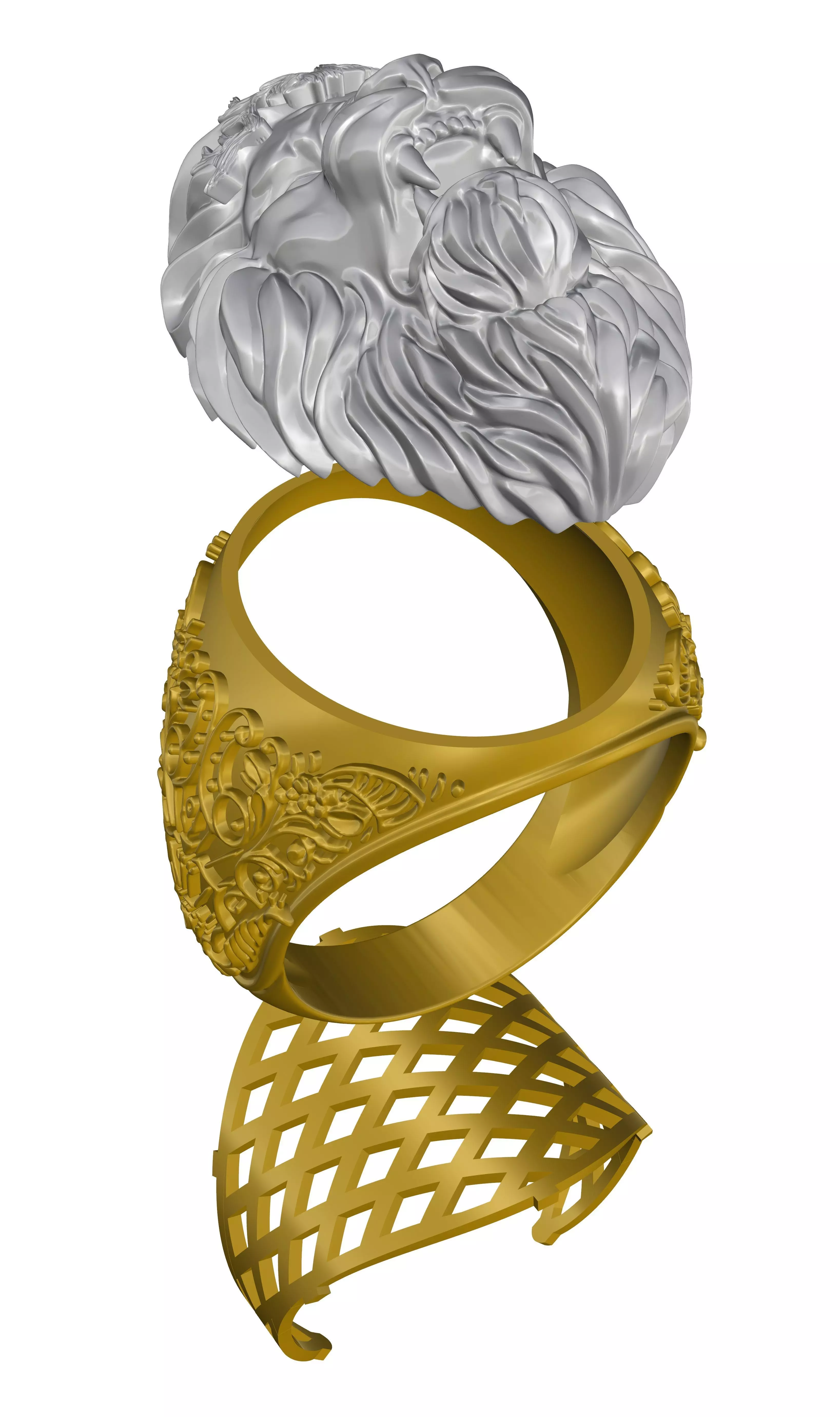 Lion ring 3DM STL OBJ model for 3D printing and CNC 3D print model_5