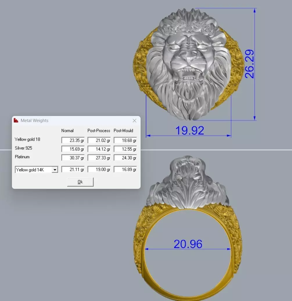 Lion ring 3DM STL OBJ model for 3D printing and CNC 3D print model_6