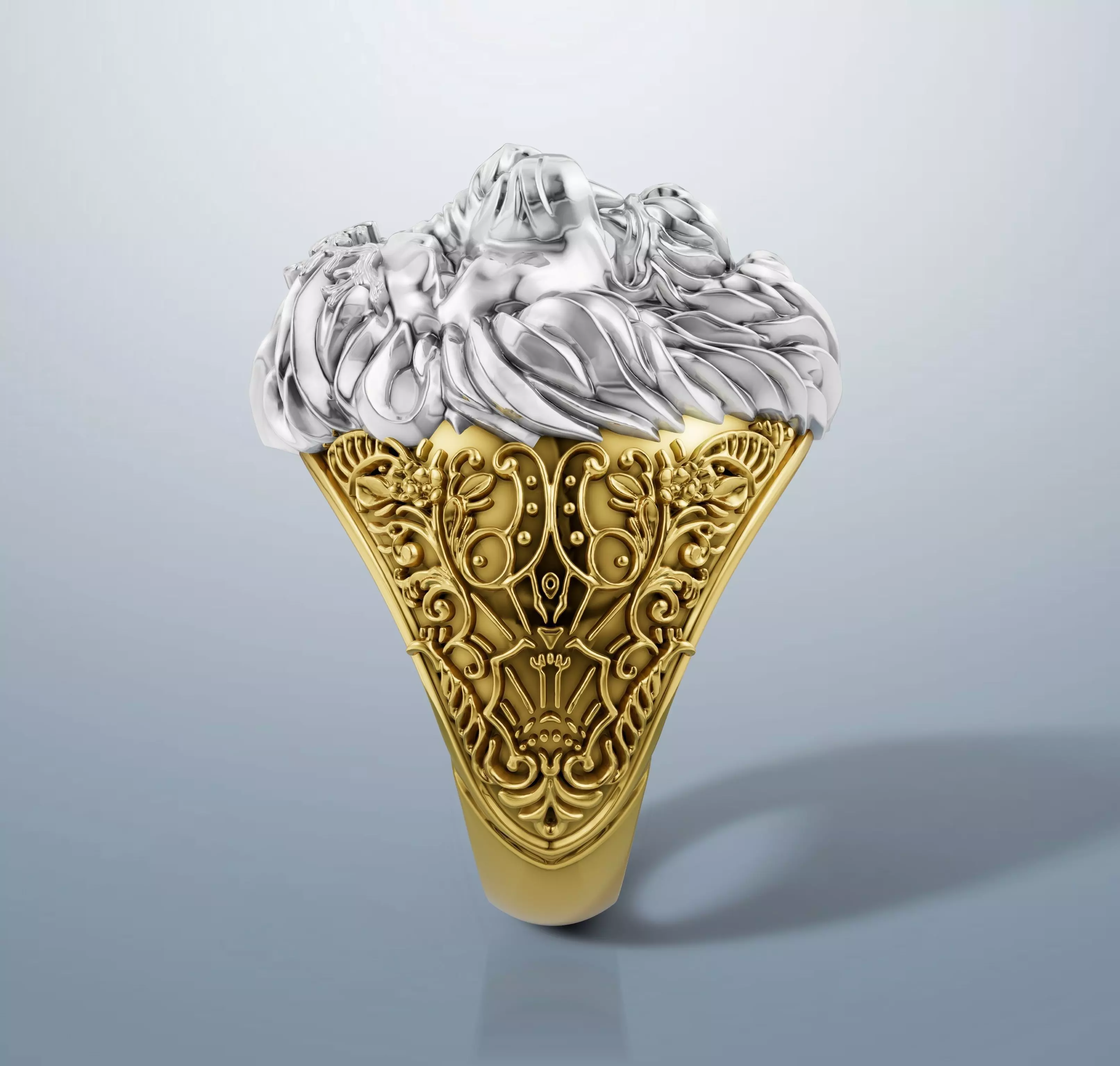Lion ring 3DM STL OBJ model for 3D printing and CNC 3D print model_2