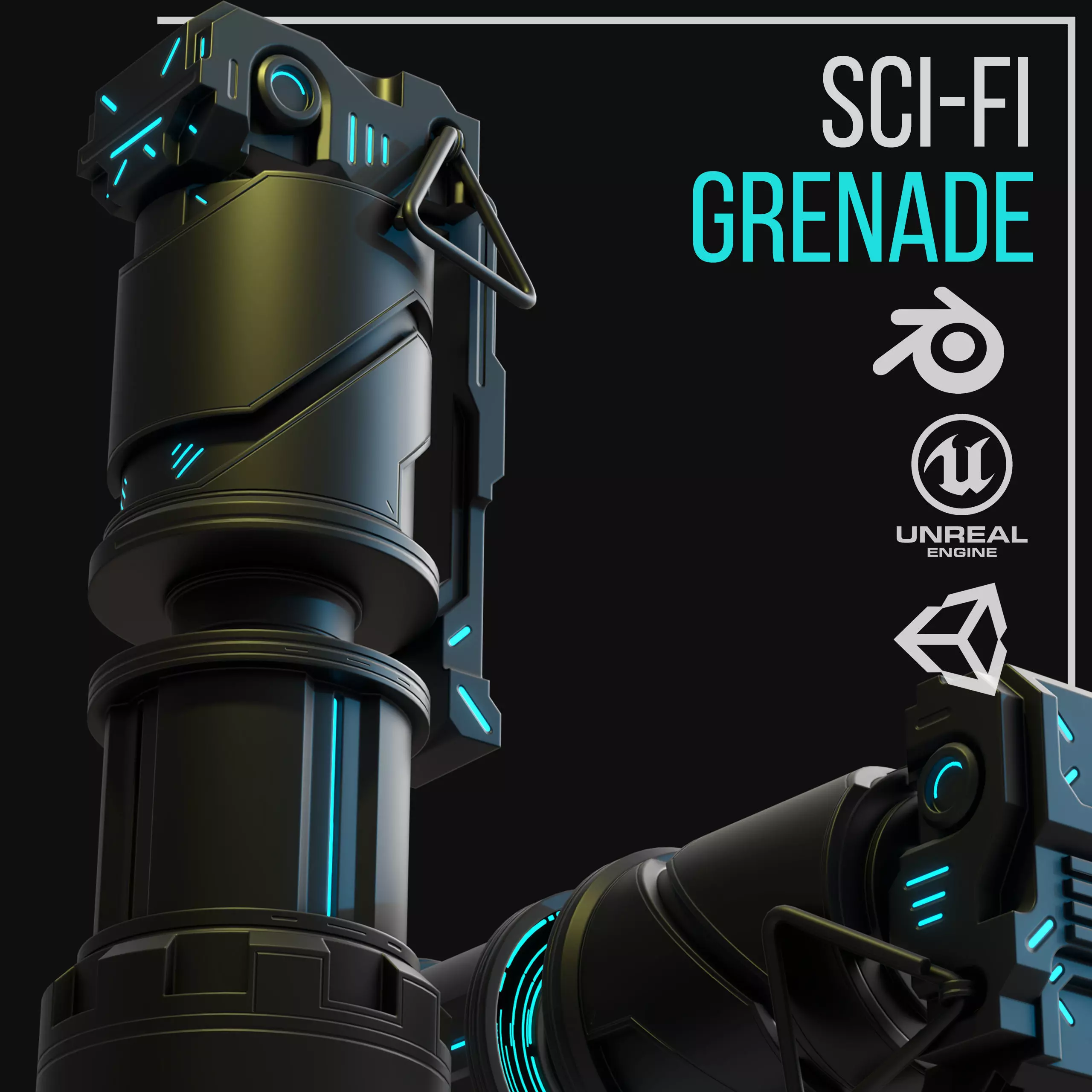 Game ready Grenade prop Low-poly 3D model Low-poly 3D model_6