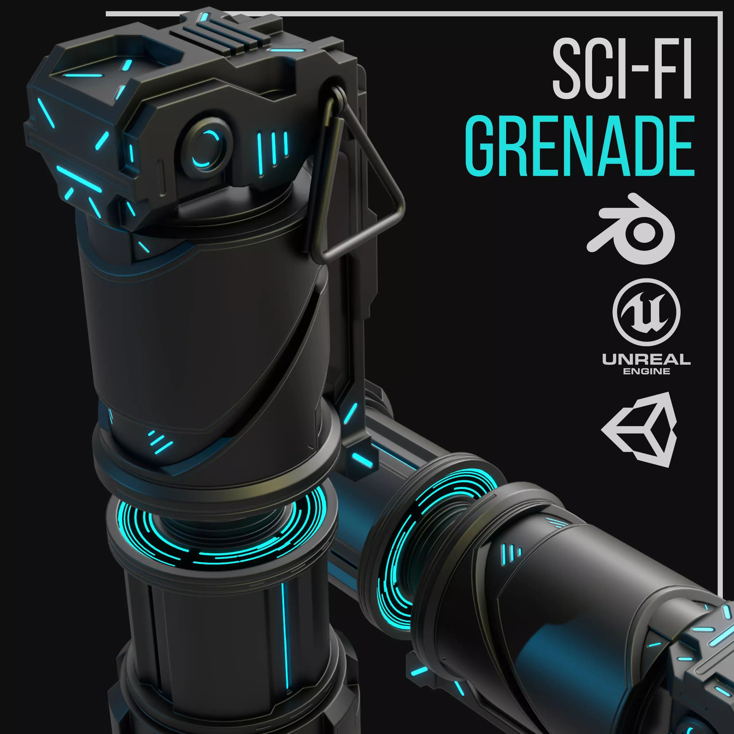 Game ready Grenade prop Low-poly 3D model Low-poly 3D model_8